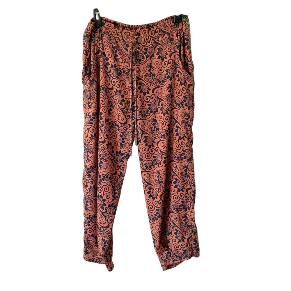 Karma Highway Silky Loose Fit Boho Festival Pants One size Brown Black
